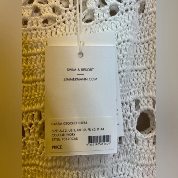 Zimmermann Cassia Open Weave Crochet Midi Dress Size 8 NWT Ivory - Picture 6 of 10